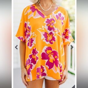 Jodifl Orange Floral Top size small